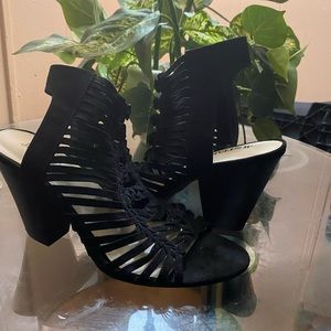 Just Fab Abba Heeled black Sandal size 7.5